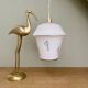 Suspension globe vintage en opaline blanche à décor doré