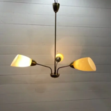 Plafonnier cuivre - verre jaune lait