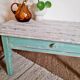 Table basse de ferme en bois piétement vert