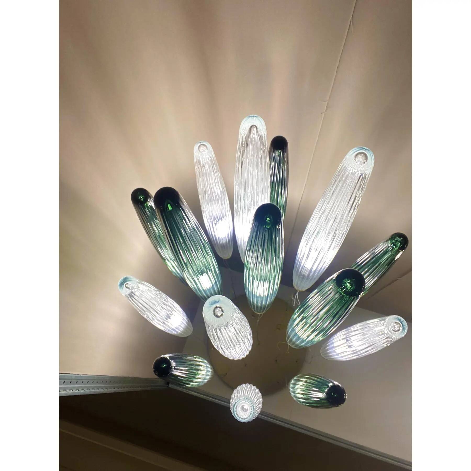 Contemporary Luxury Italian Green "Swords" Murano Glass Cascade by Simoeng
