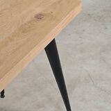 Table bistrot tolix T55 plateau chêne massif