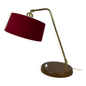 Lampe en bois et laiton,