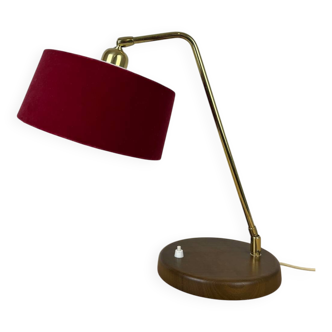 Vintage wood and brass lamp, 1950s