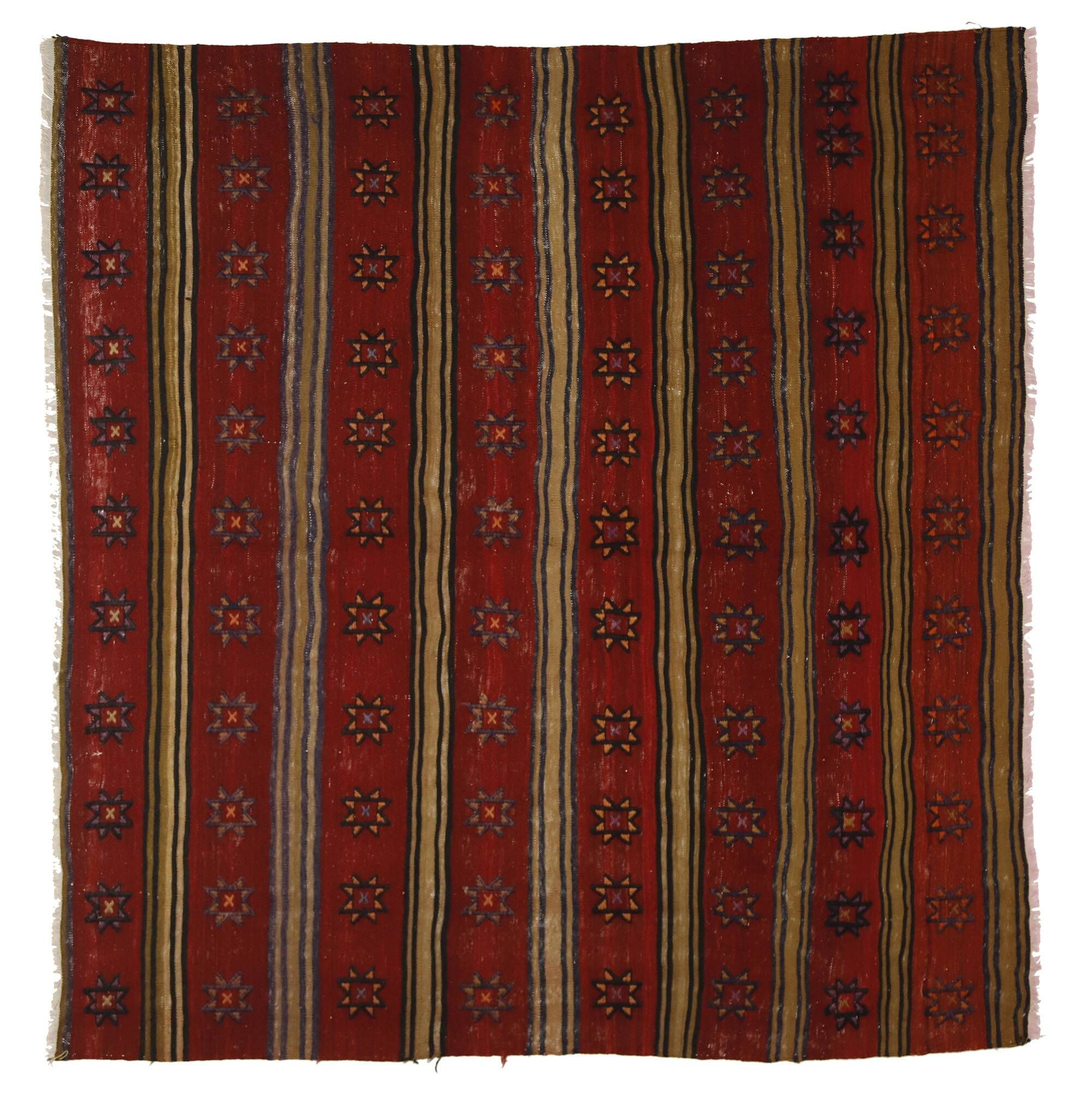 Turkish Anatolian Handmade Vintage Area Kilim Rug 187 cm x 182 cm