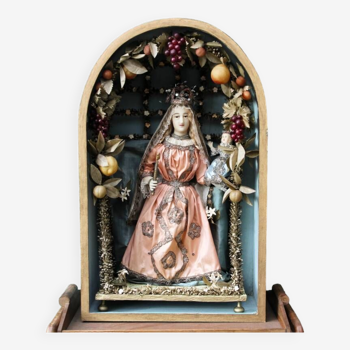 Important virgin and child in wax, 19th century