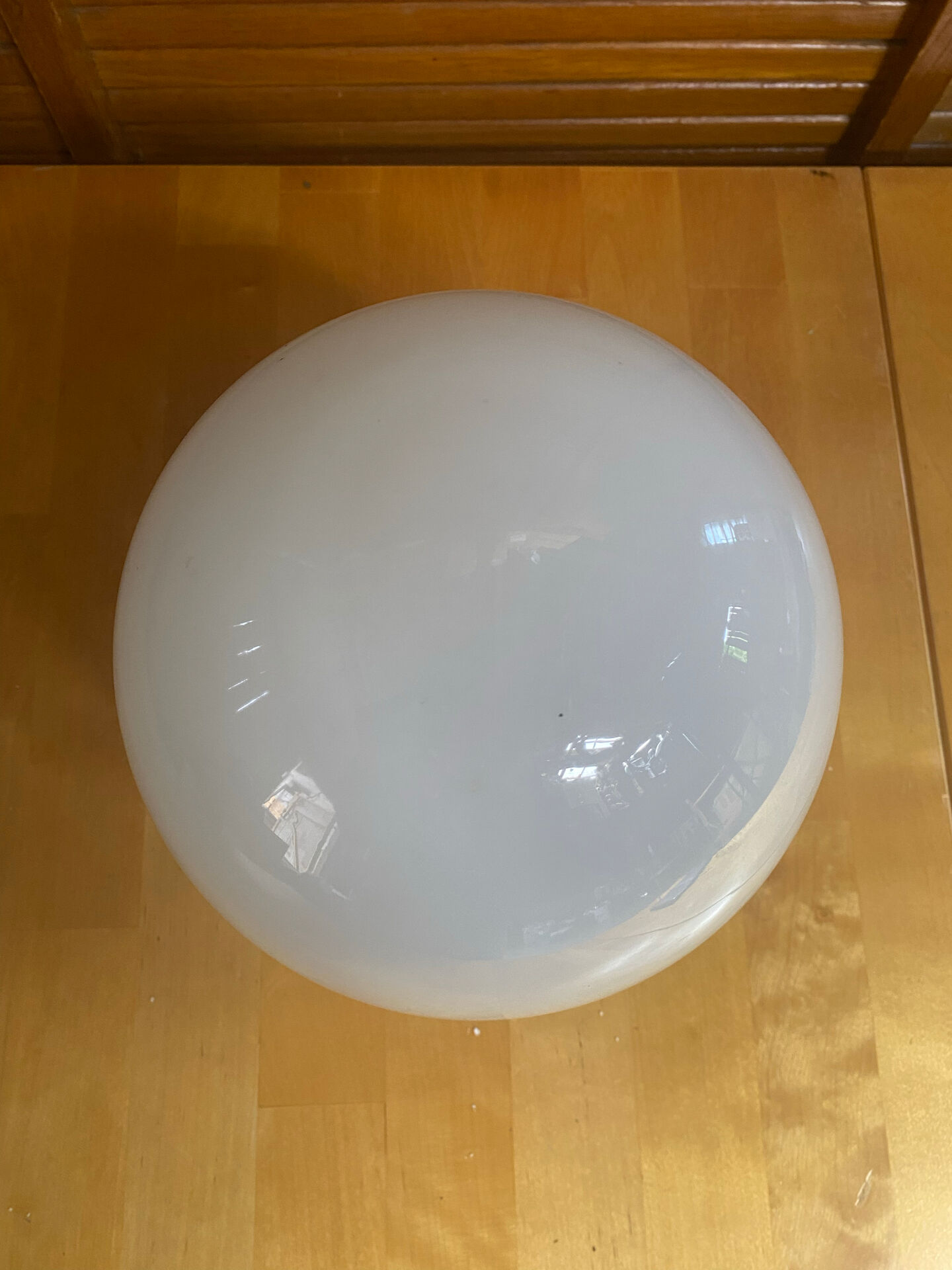 Antique Ceiling Light White Opaline Ball + Porcelain Support