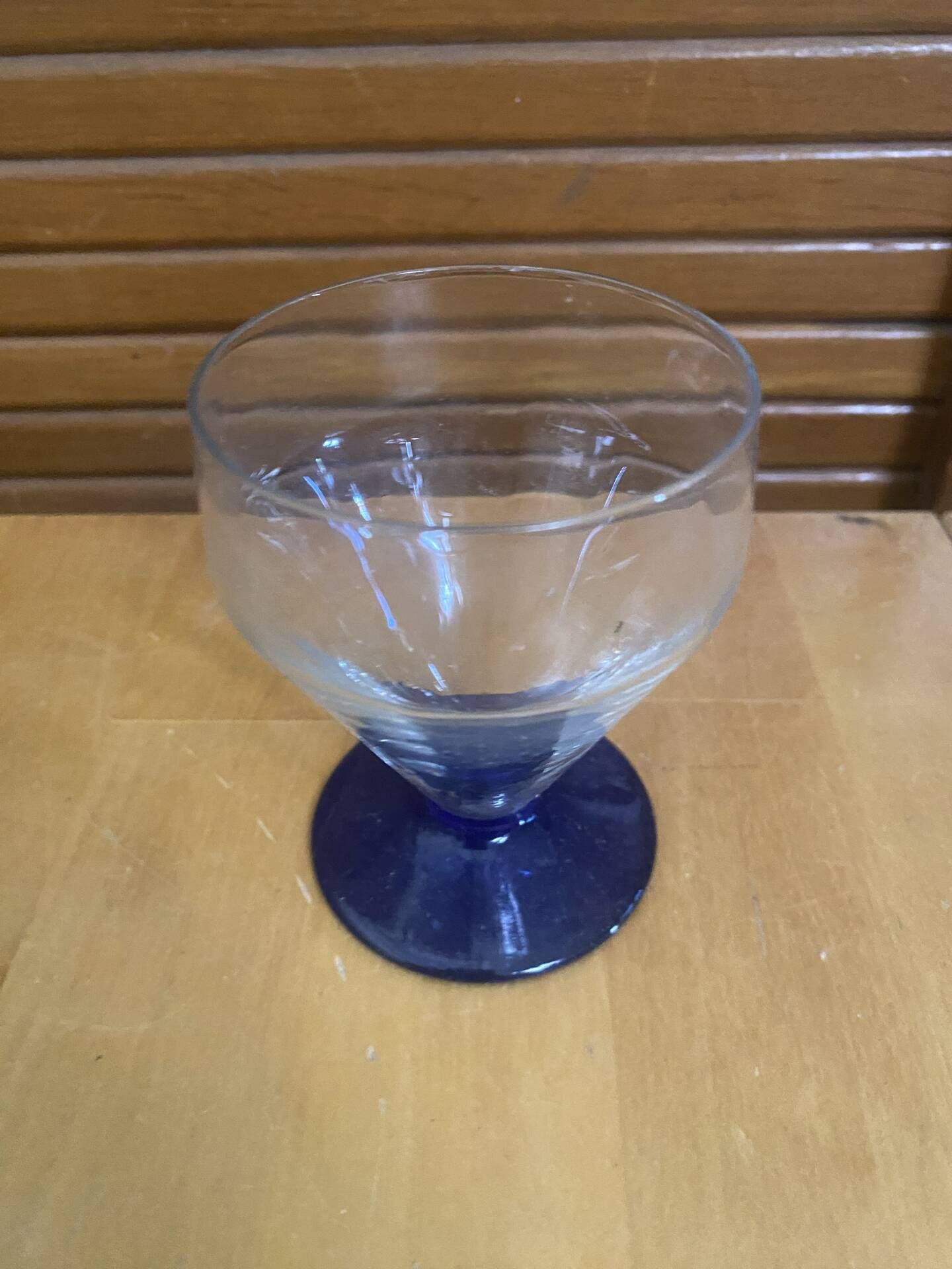 Set of 23 Stemmed Glasses Transparent Glass + Cobalt Blue Stems Vintage