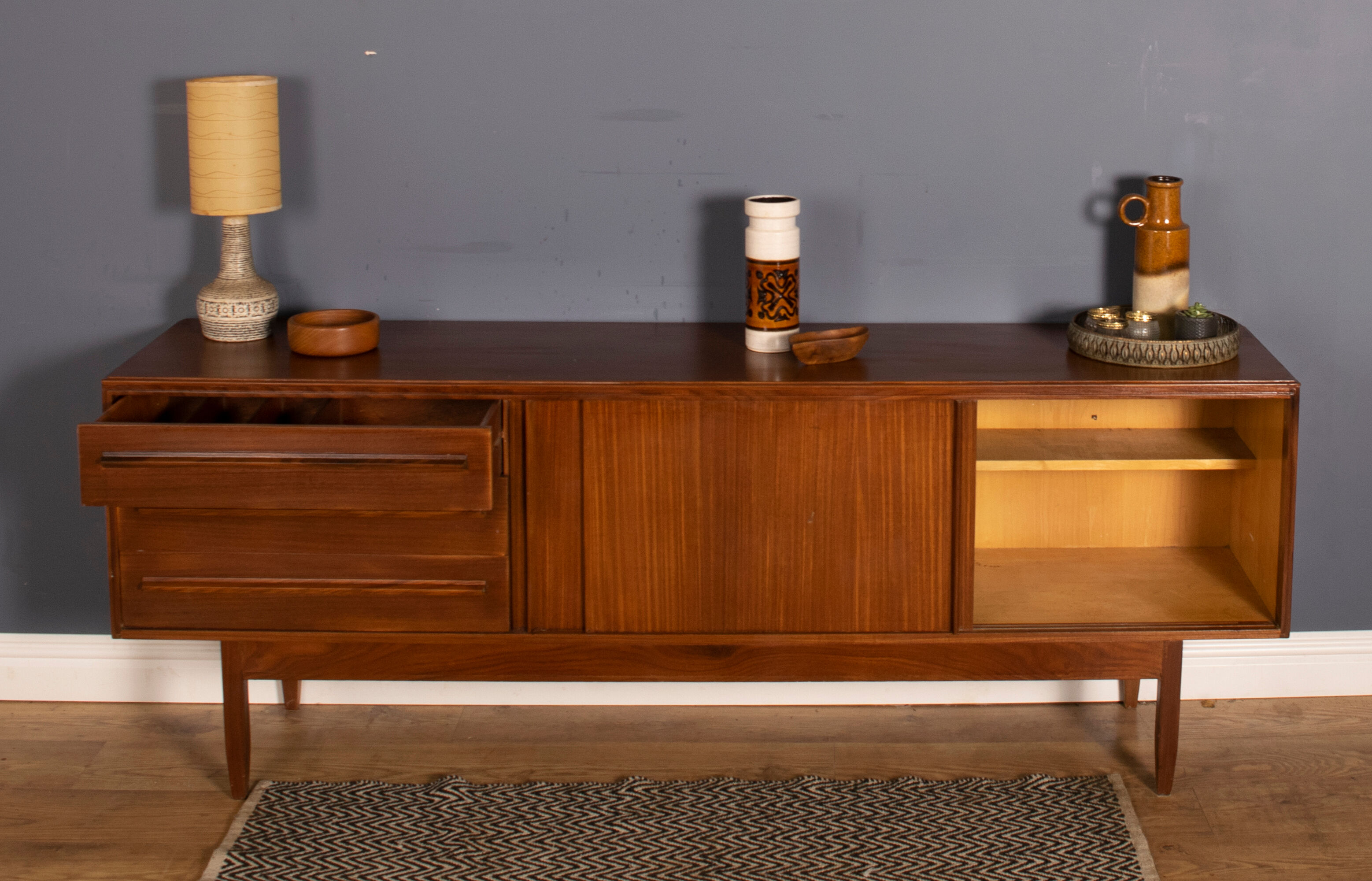 Restored 1960s Long Aformosia Sideboard By White & Newton