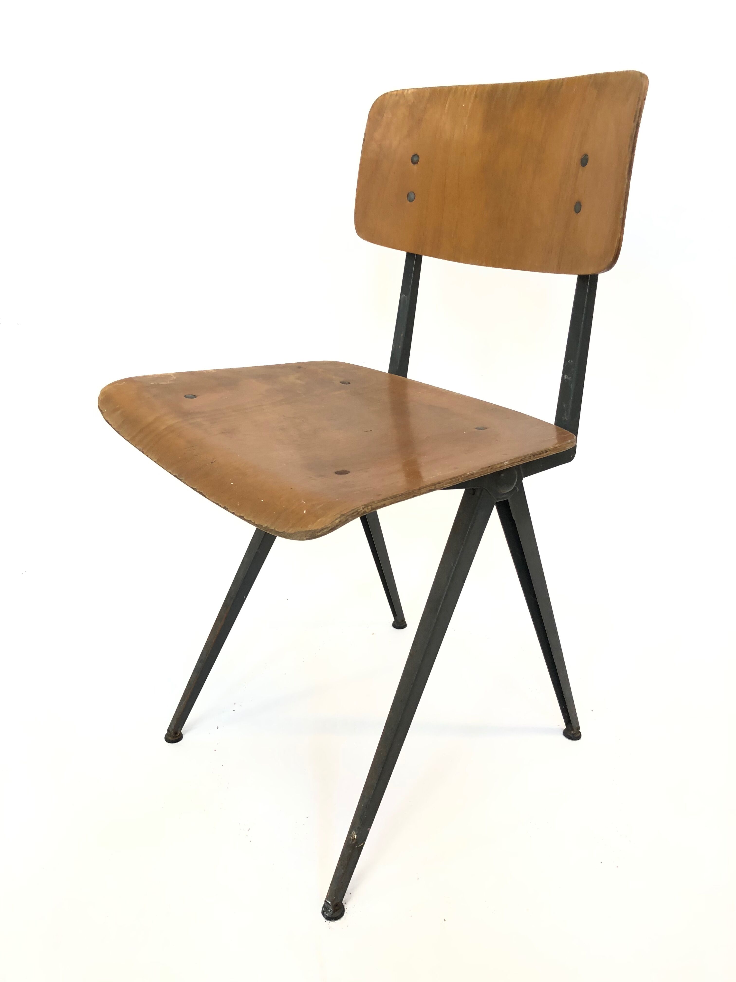 Ensemble de quatre chaises d'école vintage Marko Holland du style Friso Kramer des années 60
