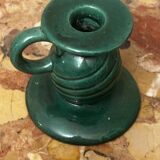 Saint-Clément green ceramic candlestick, 1950s