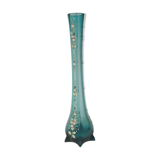 Vase soliflore en verre bleu émaillé
