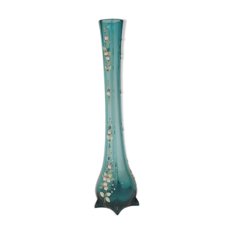 Soliflore vase in blue enamelled glass