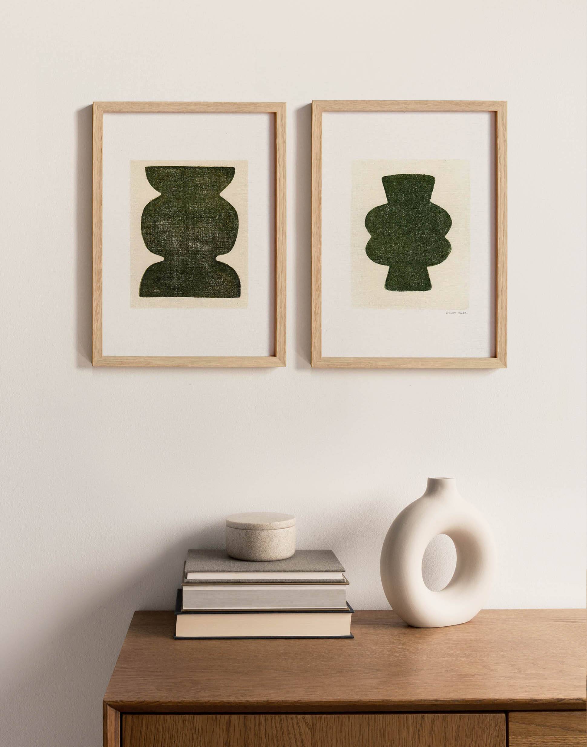 Duo of paints - pow and mood - dark khaki green - signed eawy