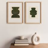 Duo of paints - pow and mood - dark khaki green - signed eawy