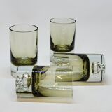 4 vintage whiskey glasses in smoked glass bubble design tapio wirkkala?