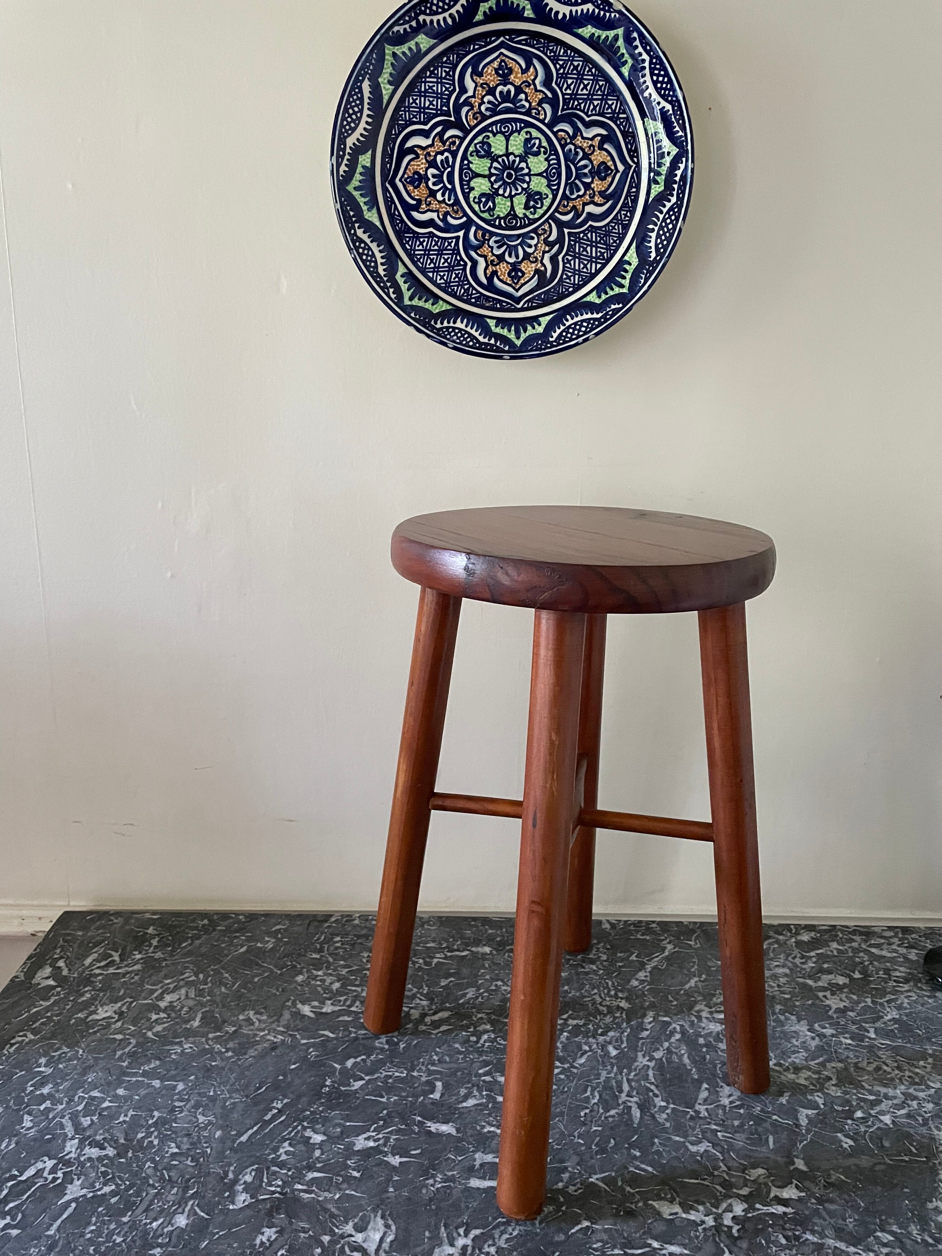 Varnished wooden stool