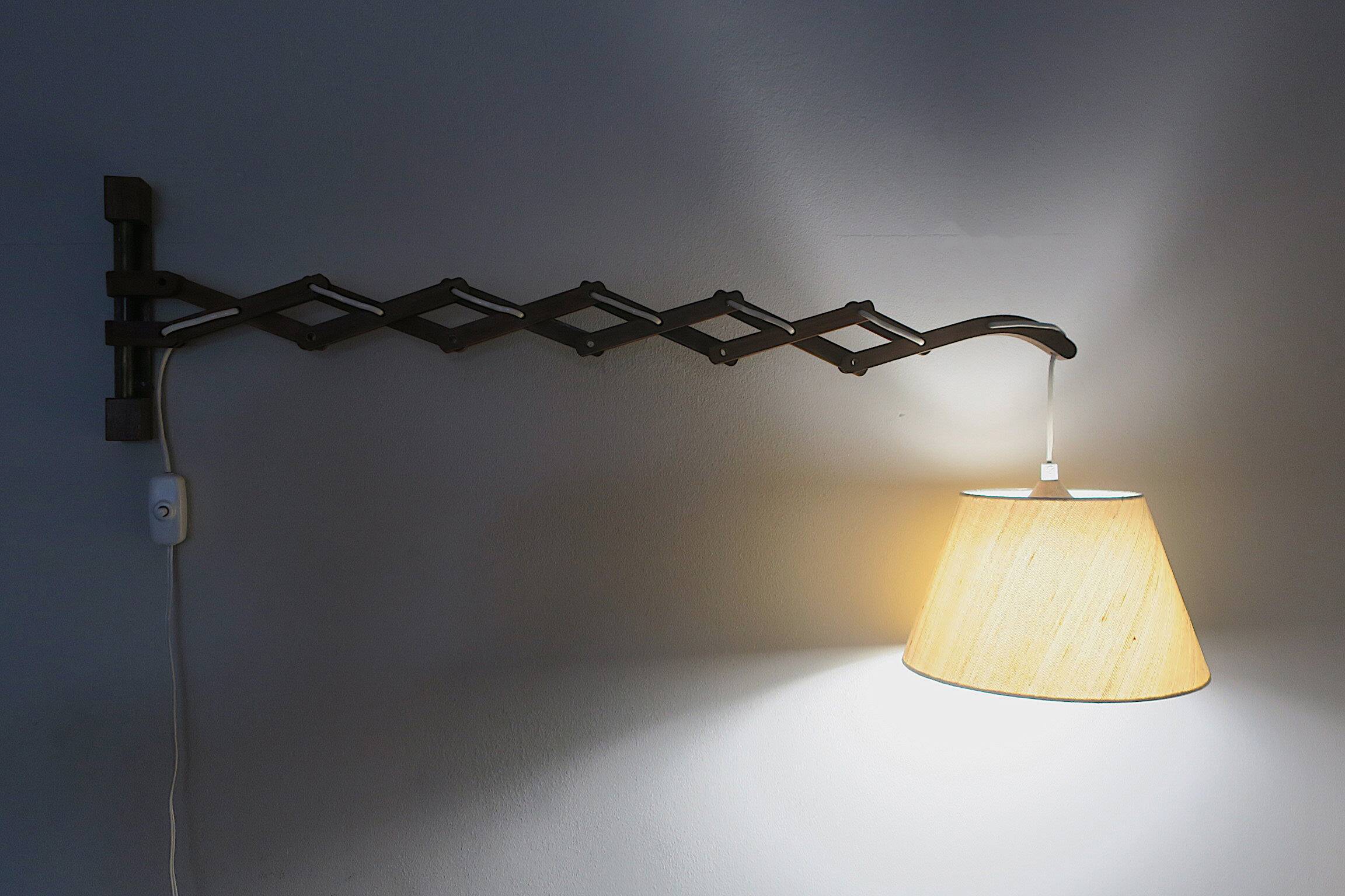 Large concertina wall light in teak by Eric Hansen / Le Klint, Denmark 1960