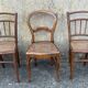 Ensemble de 7 chaises bois et cannage, vintage