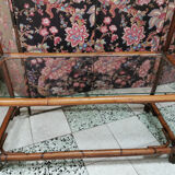 Rattan bookcase shelf - and glass - vintage