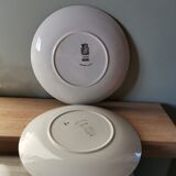 Set of 2 flat plates vintage opaque porcelain tiles from Gien France Michel handmade france