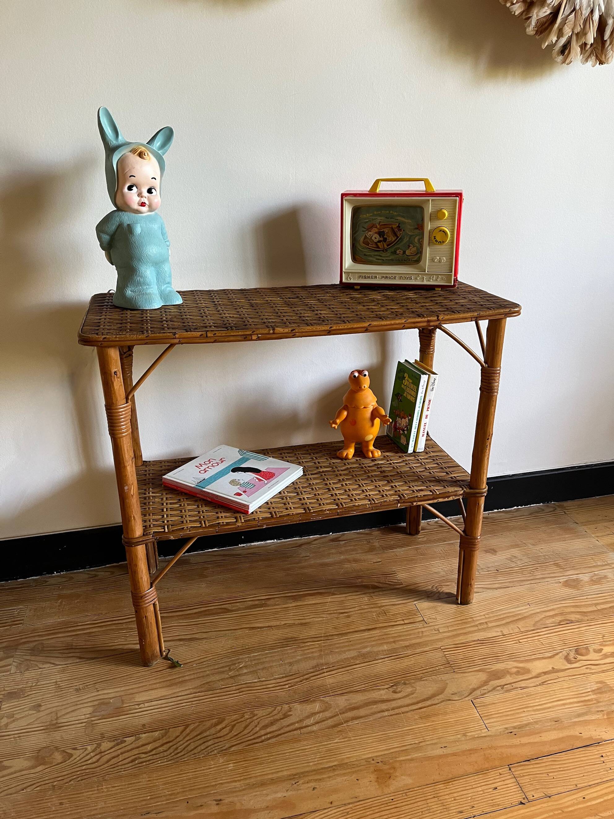 Vintage rattan shelf, console