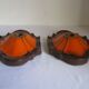 Ensemble de 2 lampes allemandes orange de mur en céramique de la lave de la 1960 / 70s