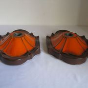 Ensemble de 2 lampes allemandes orange de mur en céramique de la lave de la 1960 / 70s