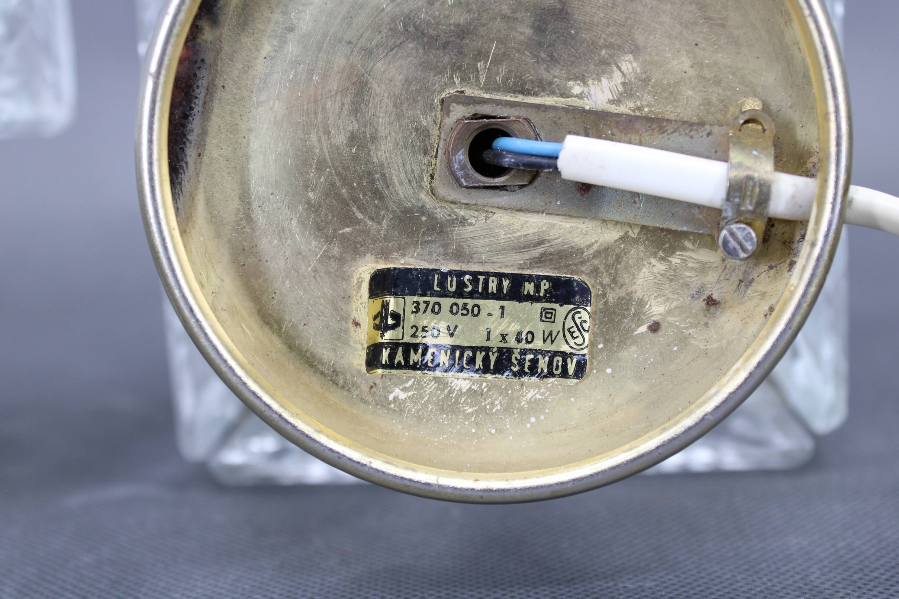 1970s Pair of Glass Table Lamps by Kamenicky Senov, Czechoslovakia