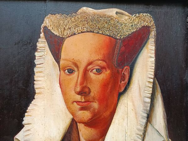 huile sur bois,  portrait Marguerite VAN EYCK, copie d'Henri BOURINET 1982