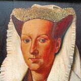oil on wood, portrait of Marguerite VAN EYCK, copy by Henri BOURINET 1982