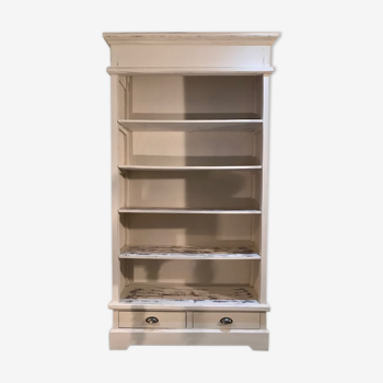 Bookcase, shelf, storage cabinet in solid wood white