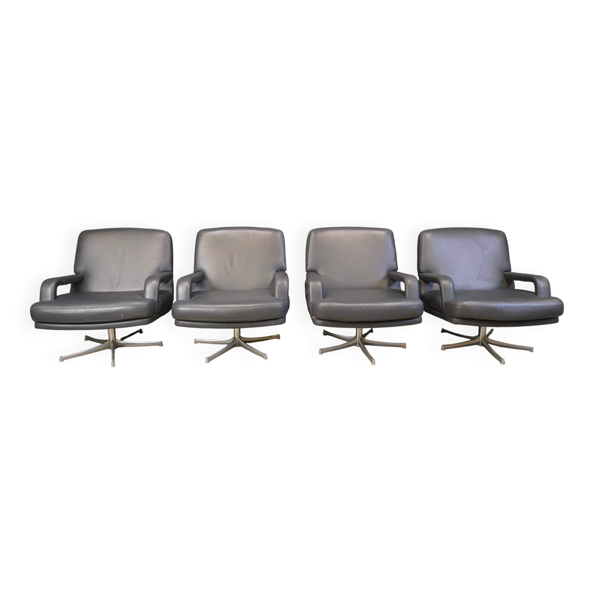 Set of 4 swivel chairs by Bernd Munzebrock for Walter Knoll, 1970s