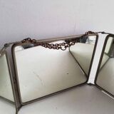 Large old triptych barber mirror