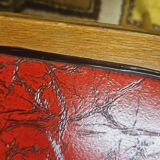 Lot de 12 chaises bistrot skaï rouge 1960 vintage