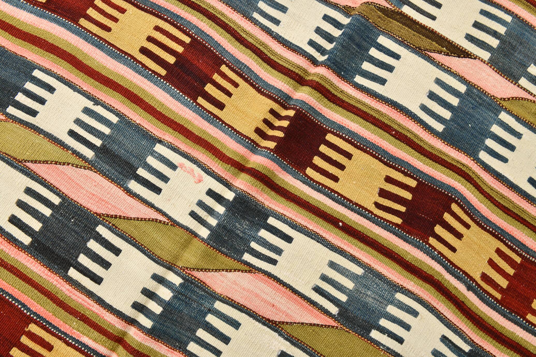 Tapis kilim turc Orientel 4x9, style géométrique, 132x280 cm