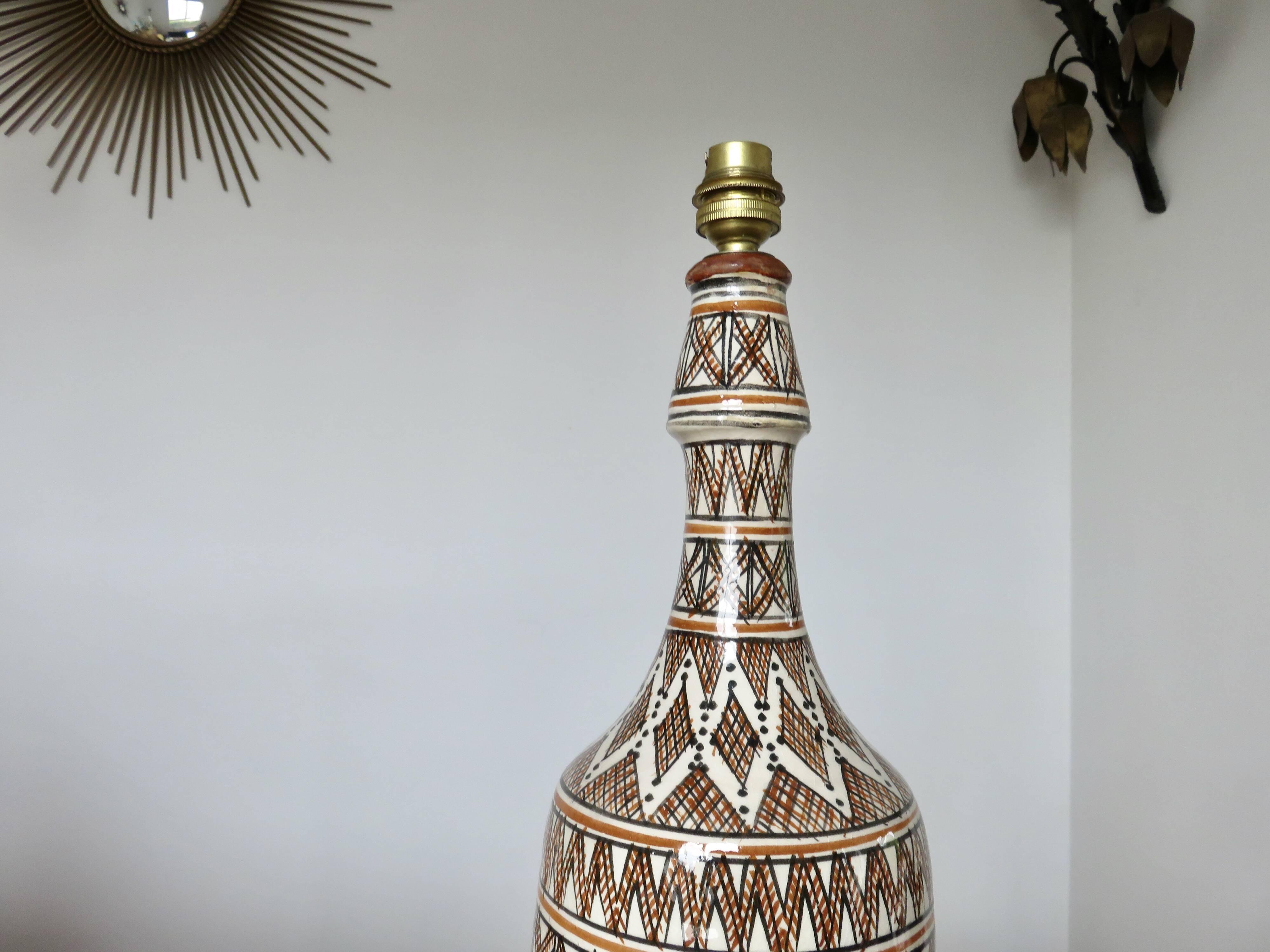 Berber ceramic lamp, Morocco 1970s