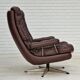 Vintage danish swivel leather armchair 1970s