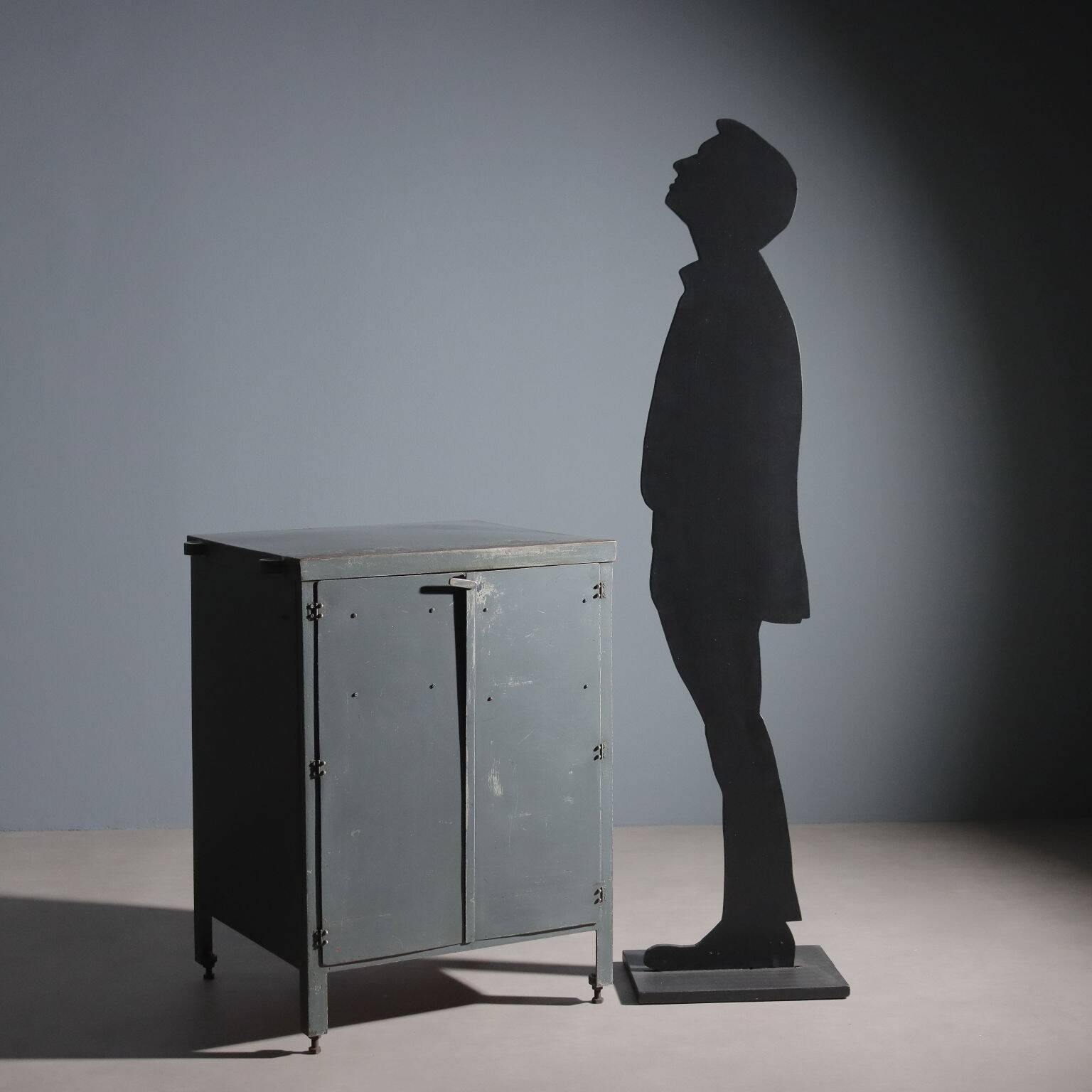 Vintage industrial furniture in wood and metal, Italy, 1960s, original