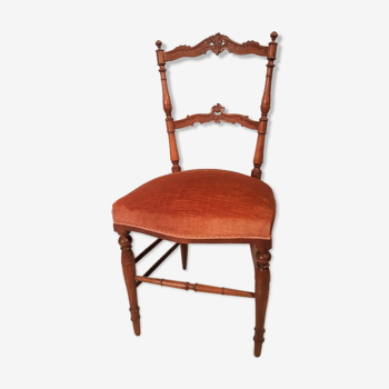 Napoleon III period chair in cherry tree, padded seat