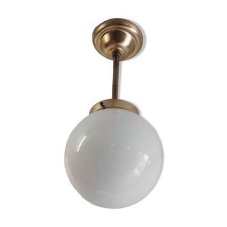 Brass pendant light and opaline globe - 50s/60s