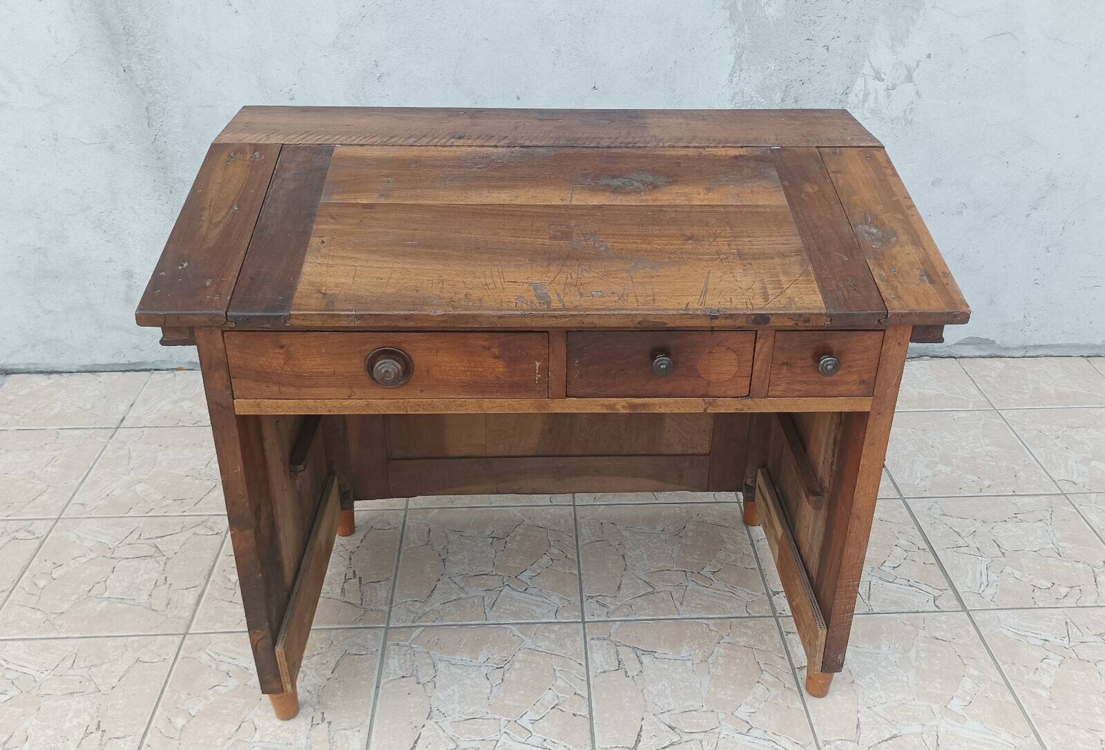 19th-century walnut writing desk.