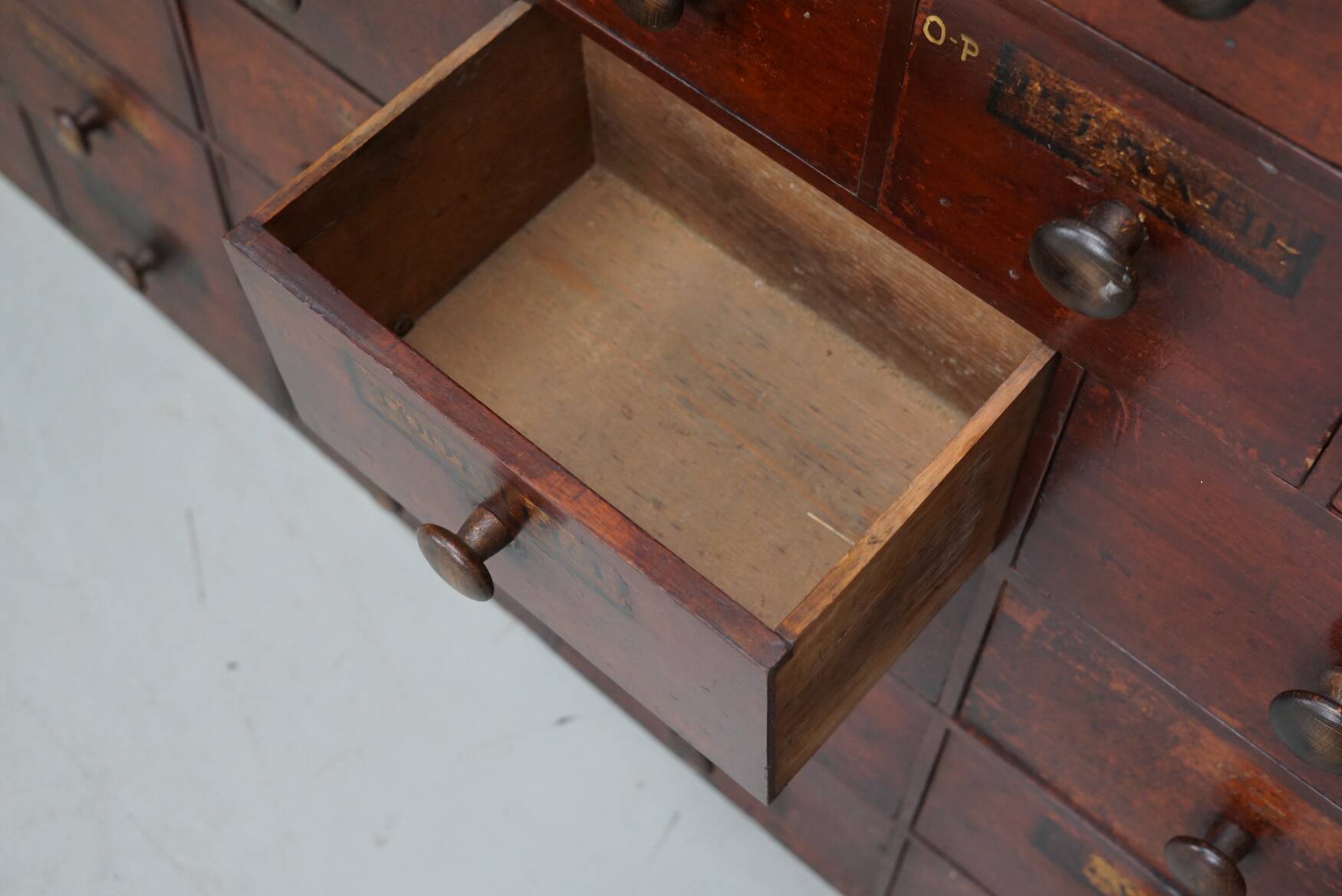 Antique Hardwood Apothecary Cabinet / Bank of Drawers, England, 19th Centur