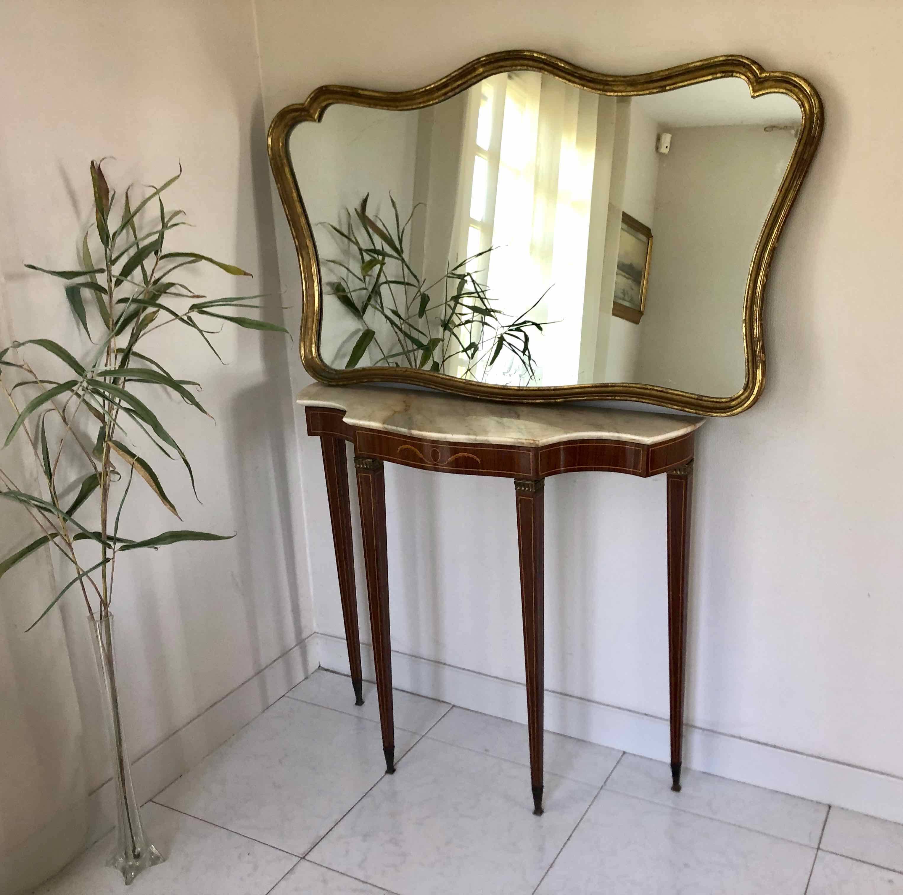 Large old gilded leaf mirror 131x76