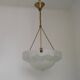 Vintage French 1930s Art Deco Gometric White Glass Ceiling Light