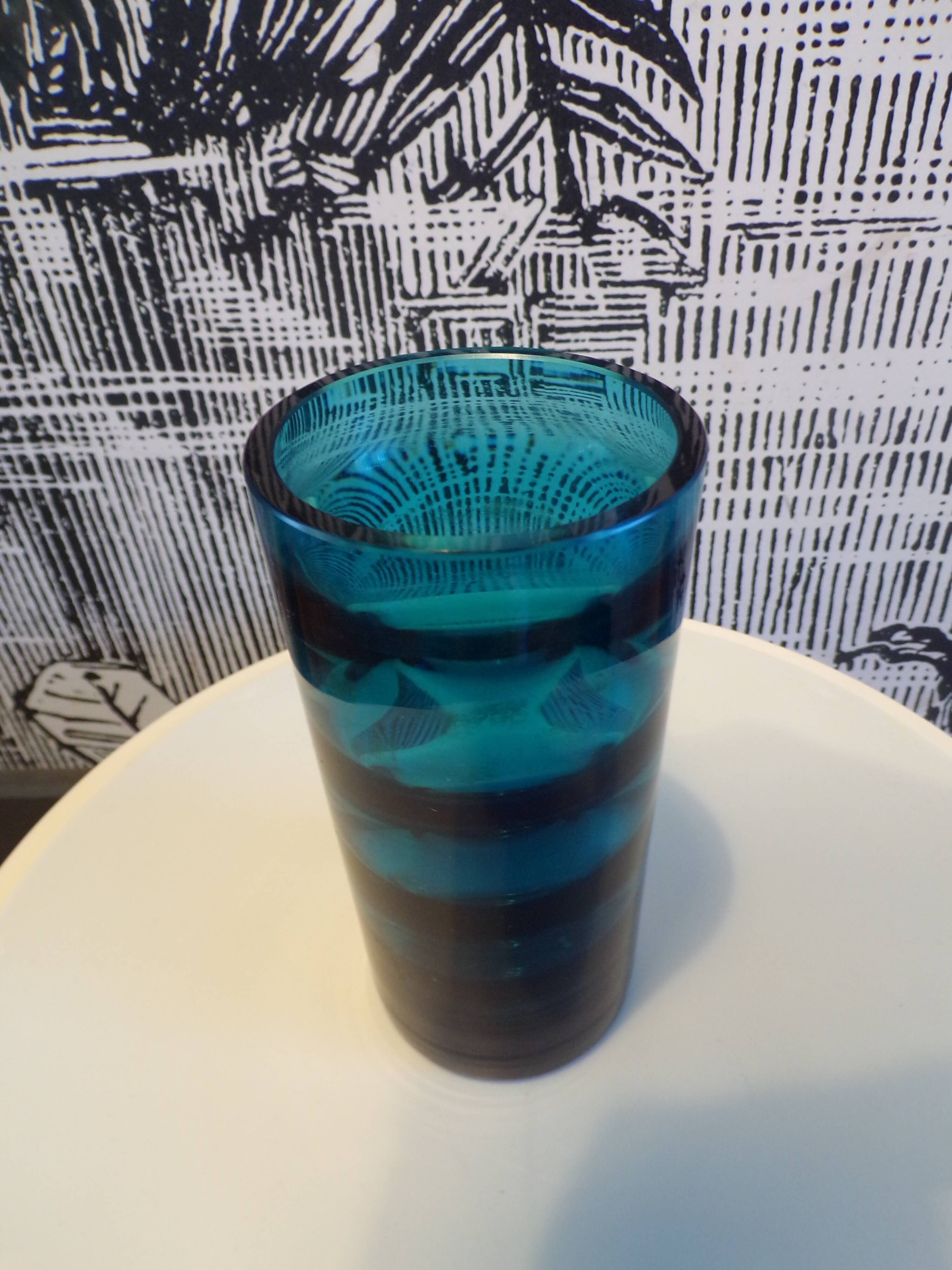 Zwiesel blue crystal vase 1960