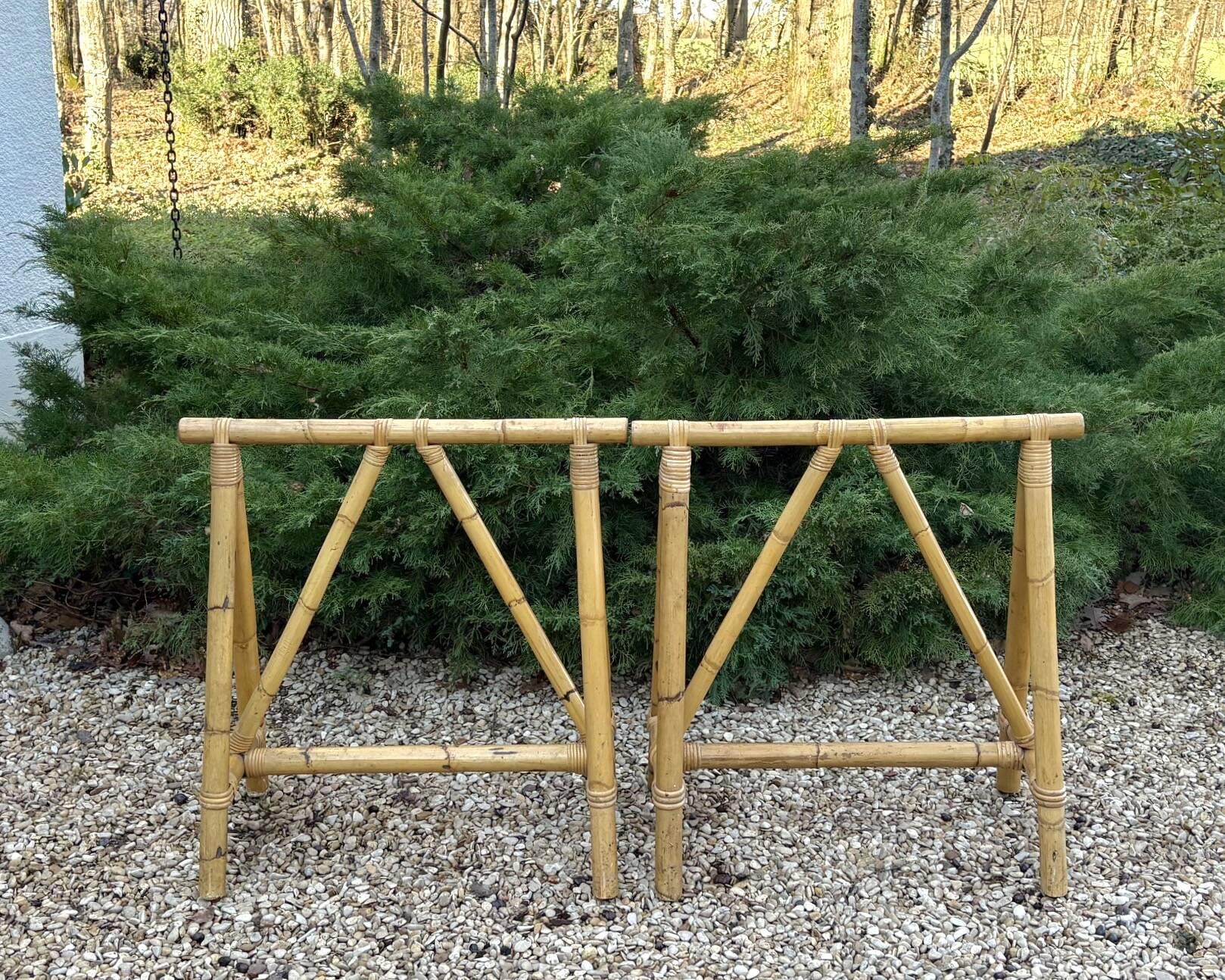Bamboo trestles for desk or table, 1970s