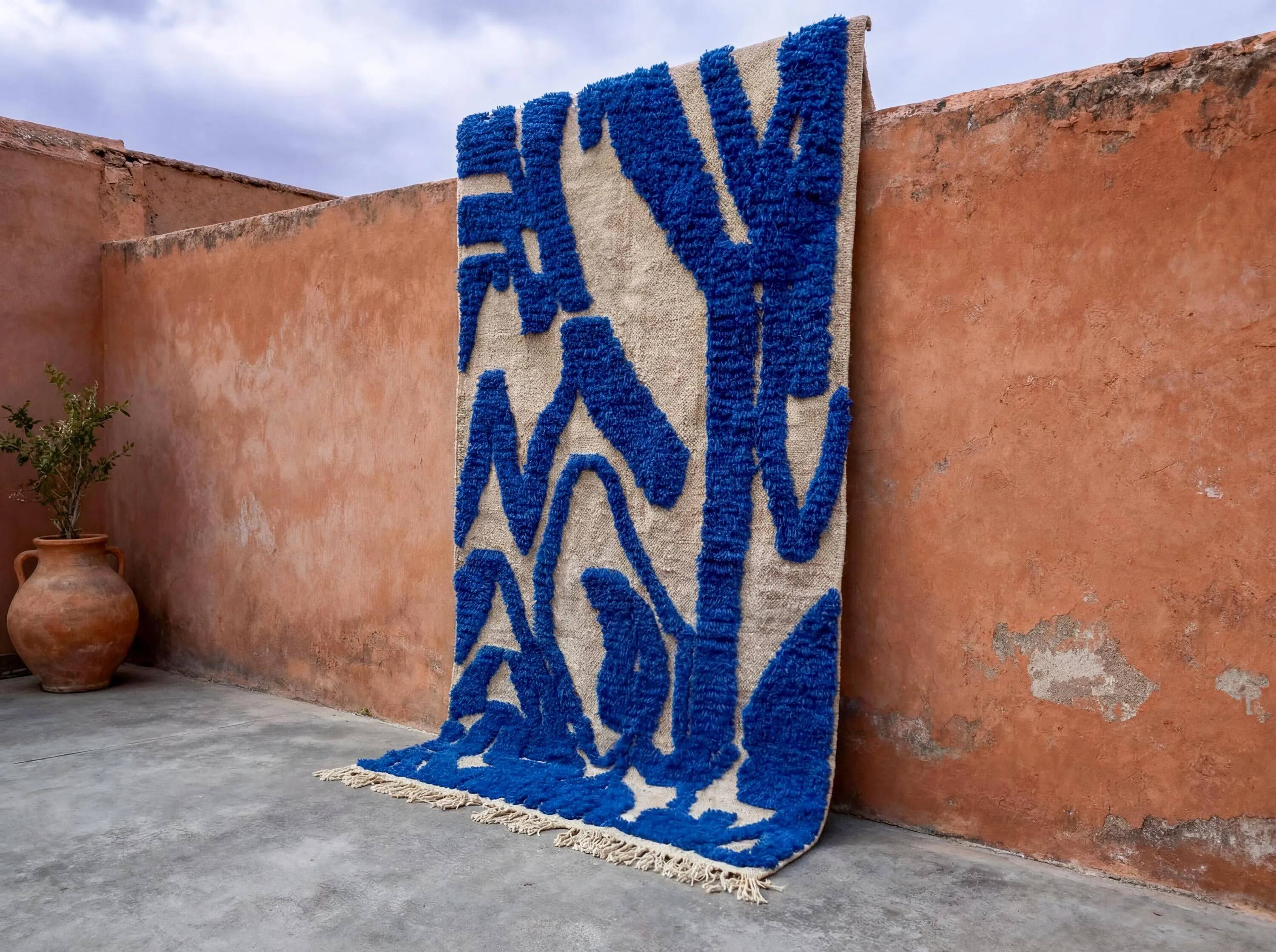 Handmade Berber rug in wool 3 x 2 m