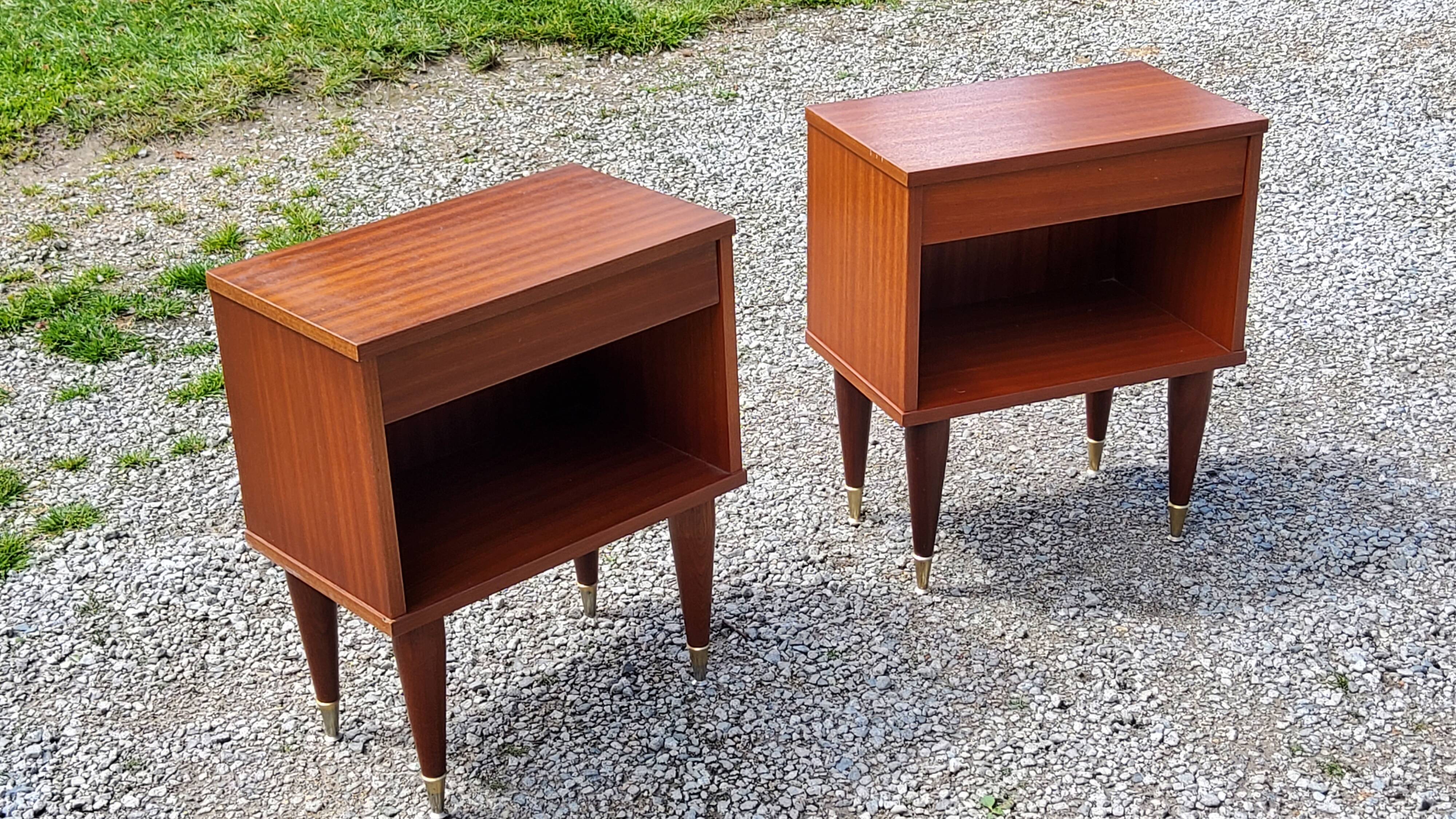 Pair of vintage bedside tables from the 60s in Scandinavian style