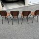 4 vintage brown faux leather chairs