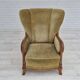 1960s, Danish armchair in original very good condition, furniture velour, oak wood.